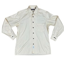 Vintage 70s Ivory Christian Dior Disco Long Sleeve Shirt Size 16 32-33 