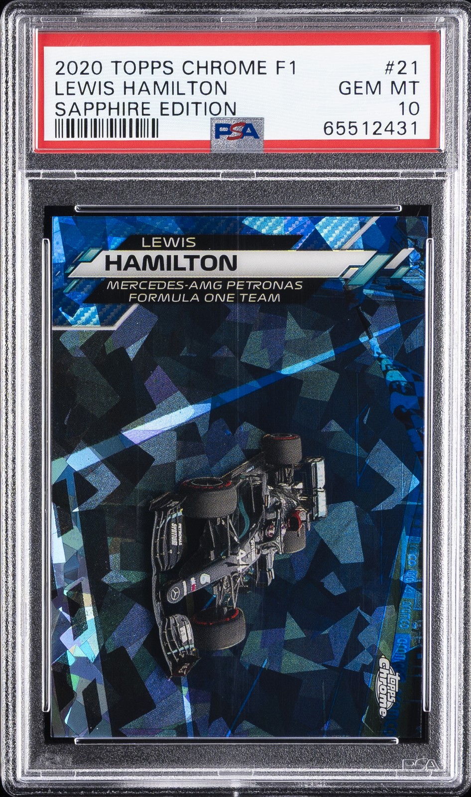 2020 TOPPS CHROME FORMULA 1 SAPPHIRE EDITION #21 LEWIS HAMILTON PSA 10