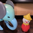 Vintage 1970s Fisher Price Little People Blue Circus Elephant Loose Head Clown