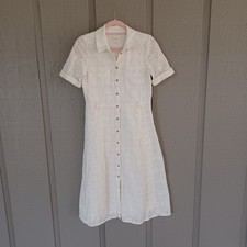 Sezane Adele Midi Dress Size 34 US 2 Femenine Boho Broderie Cotton Blend Ivory