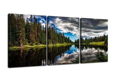 3 Pieces Nature Forest Canvas Wall Art Beautiful Landscape Posters Prints Lak...