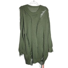 CIDER Olive Green Distressed Oversized Knit Sweater Dress Women's Plus 0XL