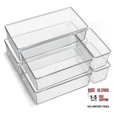 Large Acrylic Kitchen Drawer Trays - 6 Pack - Clear Plastic Organizer Trays