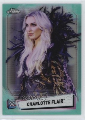2021 Topps Chrome WWE Aqua Refractor 101/150 Charlotte Flair #12 t4l