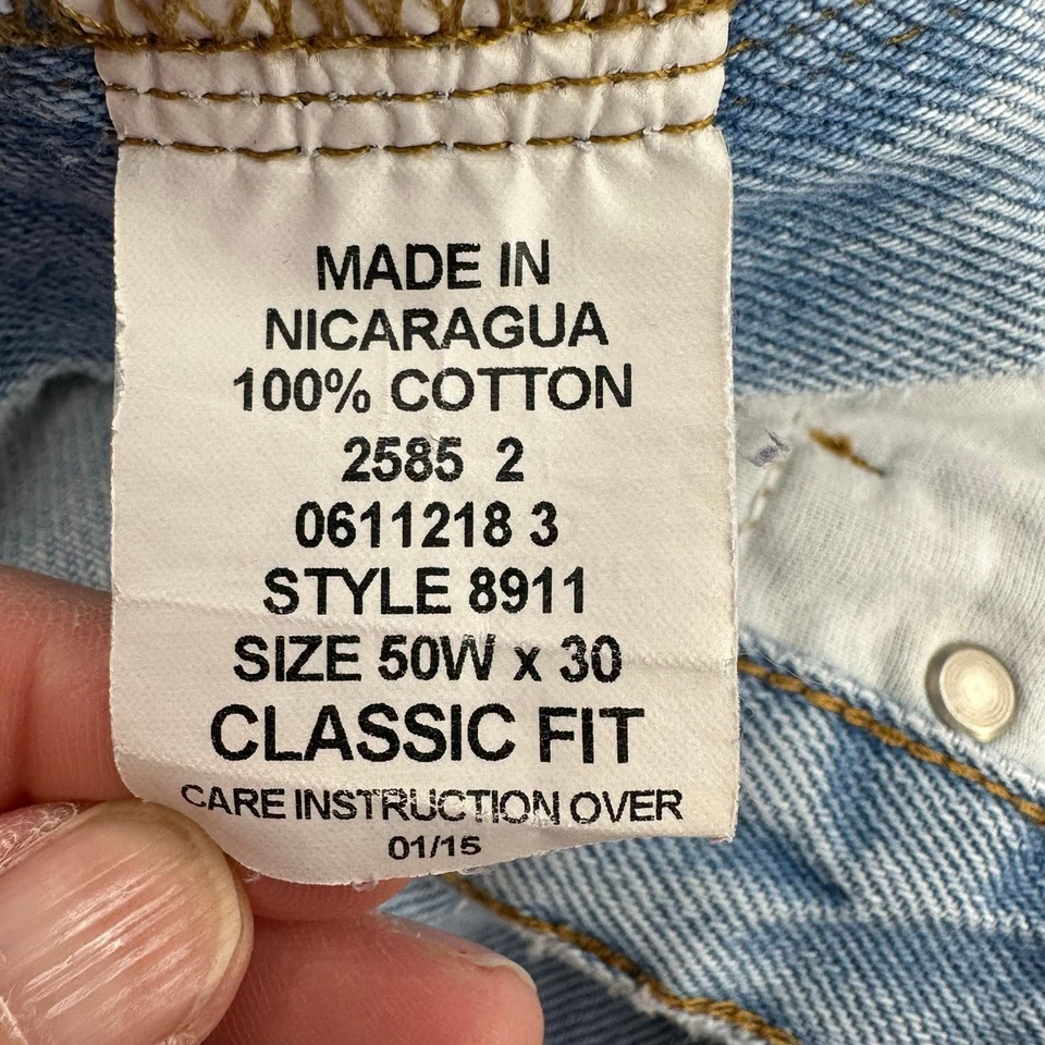 Pantalones de mezclilla Saddlebred grandes y altos calce clásico para hombre 50 x 30 desgastados lavado largo vaquero Foto 4 de 4