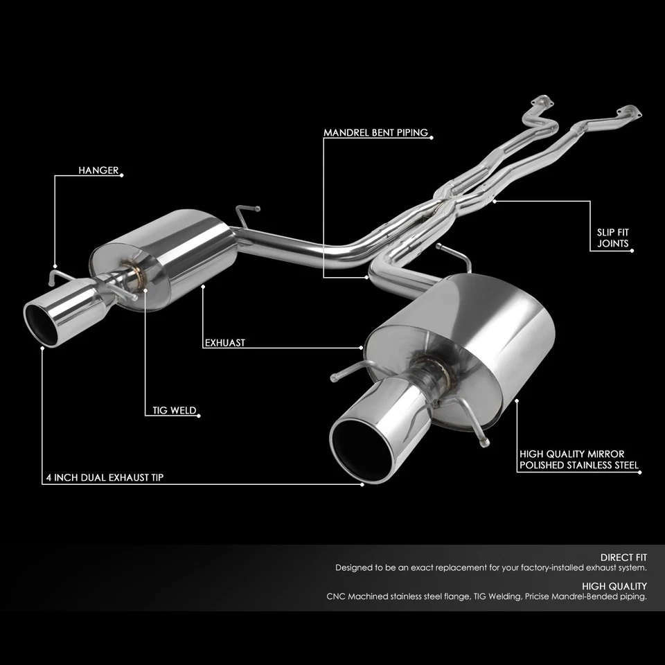 KIT DE ESCAPE CATBACK SILENCIADOR DUPLO DESEMPENHO PARA 09-14 CADILLAC CTS V SEDAN 6,2L - Imagem 2 de 4