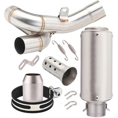 Exhaust Mid Link Pipe Muffler Tips Set For Kawasaki Ninja ZX6R ZX636 2009-24