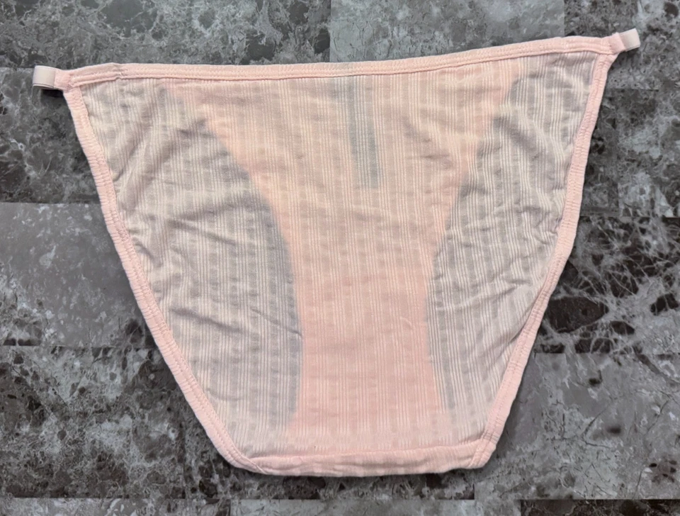 BRAGAS DE BIKINI NUEVAS SIN ETIQUETAS STEVE MADDEN ROSA CLARO RAYAS ACANALADAS MATERIAL DELGADO CUERDA Foto 3 de 3