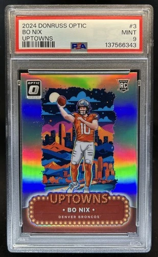 2024 Panini Donruss Optic Bo Nix Uptowns RC Rookie SSP #3 Broncos PSA 9