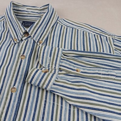 Vintage Basic Editions Large Mens Shirt Denim Stripes 90s Boxy Oversized 24x29