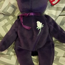 Ty Princess Diana Bear Beanie Babies Retired 1997 Purple with White Rose