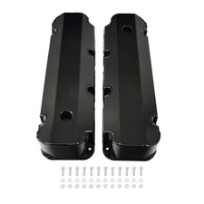Fabricated Aluminum Valve Covers W Hole Black For Bbf Big Block Ford 429-460