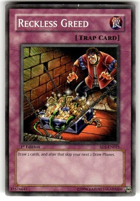 Yu-Gi-Oh! Reckless Greed SD1-EN025 Common 1st Edition
