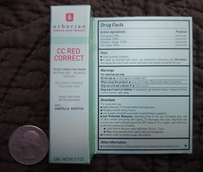 erborian Korean Skin Care Therapy CC Red Correct 5mlTrial Size Centella Asiatica