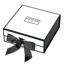 Premium White Magnetic Closure Gift Box with bow- 9.4" L x 9.4" W x 3.7" H