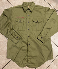 Boy Scouts of America Shirt Mens Small Green BSA Long Sleeve Button Up BSA
