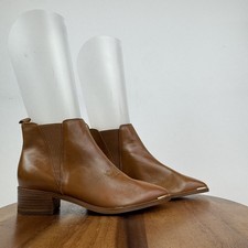 New Womens Marc Fisher Yale Brown Leather Comfort Casual Chelsea Booties Size 8
