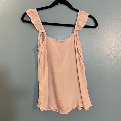 For Love & Lemons Skivvies White Pink Sheer Tank Silk Blend