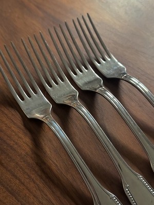 4 - Guy Degrenne PERLES Glossy 18/10 Stainless FRANCE Flatware DINNER FORKS