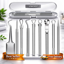 5PCS Blackhead Remover Comedone Extractor Curved Tweezers Kit Pimple Acne Tools