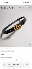 Authentic Gucci Marmont Double G Belt Size 80 32 Thin Luxury Designer