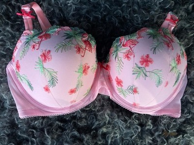 Victoria's Secret Pink Wink Push-Up Flamingo Embroidery Bra 36DD NEW