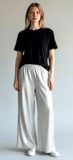 Zara womens NEW wide leg silver glam screen pants Medium summer vacation party