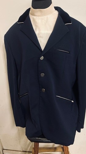 Alessandro Albanese MEN'S Hunt Coat *Size 48" Chest  Navy *VGC Velvet Collar