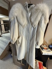 Vintage Norma Canada Wool Alpaca Coat Full Length w/ Shadow Fox Trim + Gloves S