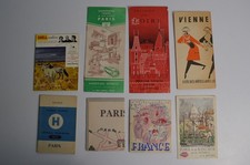 8 Vintage Paris France Travel Guides MCM 1950's Map Tourist Vacation Europe