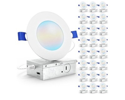 Sunco 24 Pack 4 Inch LED Recessed Light, Ceiling Canless Recessed Lights, Baf...