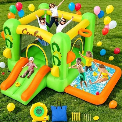 Inflatable Bounce House, Indoor Outdoor Blow up Bouncy House Bouncer Castle w...