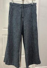 Eileen Fisher Wide Leg Pants 4 Tweedy Hemp Cotton High Rise Quiet Luxury Ankle