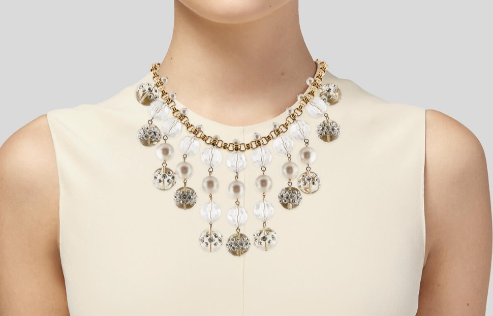 Kate Spade Champagne Bubbles Statement Necklace NWT Classic Iconic Chic! Crystal