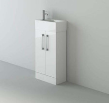 470mm Floor Standing Cloakroom Vanity Unit with Ceramic Bowl White