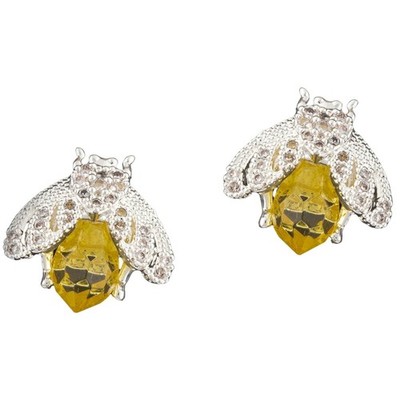 Equilibrium Honey Bee Collection Silver Plated Stud Earrings