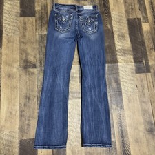 Miss Me Y2K Mid-Rise Boot Cut Studded Rhinestone Denim Jeans 26