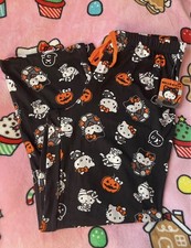 NWT Hello Kitty Halloween Frankenstein Mummy Pumpkin Pajama Pant Black Sz Small