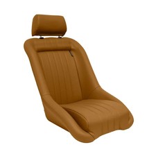 UK Auto-Style Pair Beige Tan Bucket Seats Headrests Classic Car Retro Vintage