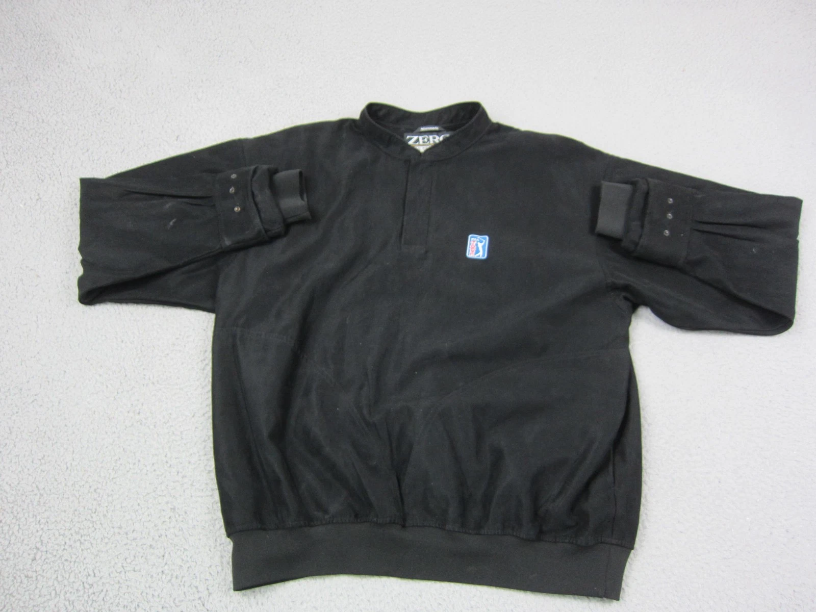 PGA Tour Jacket Mens Large Black Golf Pullover Windbreaker Zero Restriction 90s
