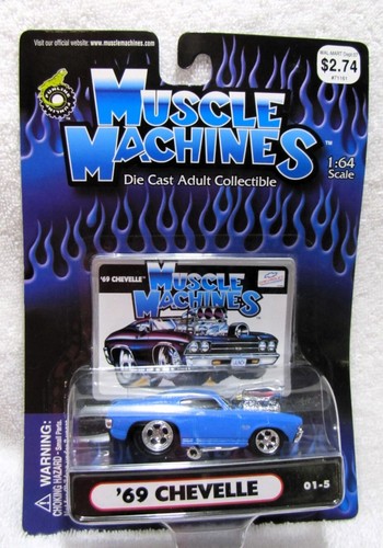 MUSCLE MACHINES 2001 '69 CHEVELLE BLUE 01-5