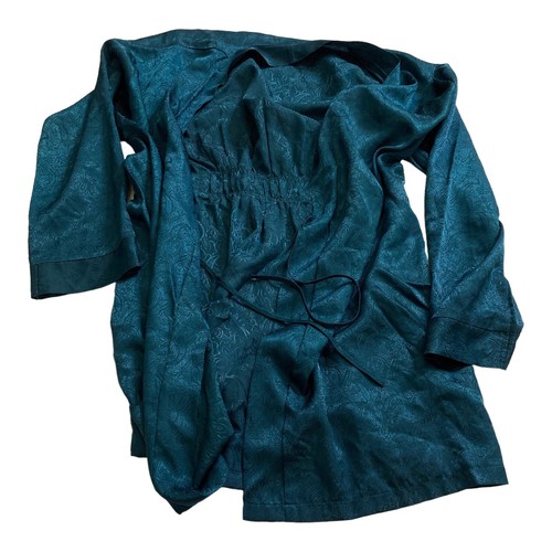 Lovable Robe Size S 10-12 Gown Wrap Fixed Tie Emerald Jacquard Sateen - Picture 6 of 9