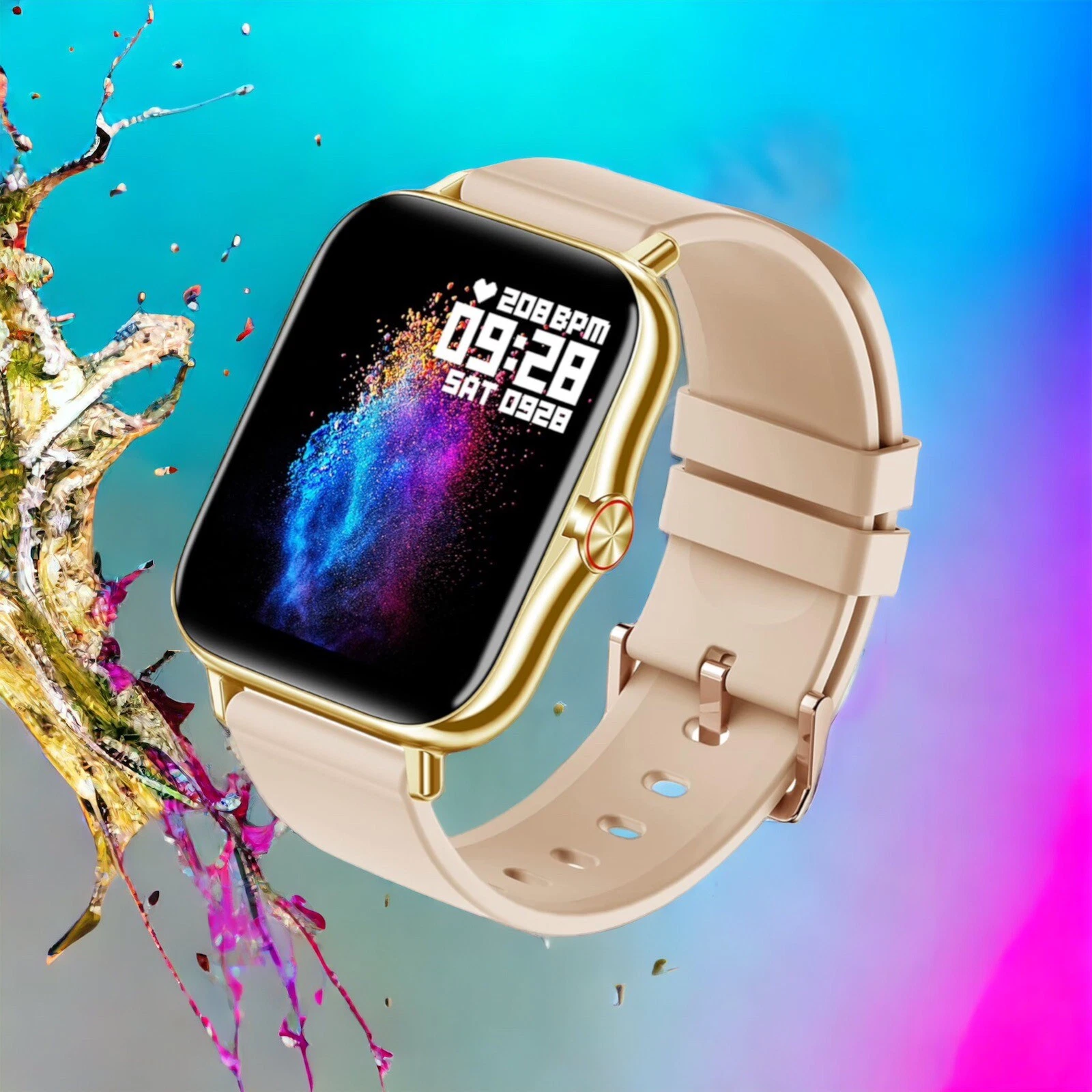 UNOSOUNDS - Uwatch, Smart Watch Earbuds 2 in 1, 1.69" Touch Screen Rose Gold