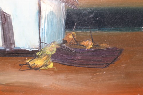 Imagen al óleo casa de pescadores en el lago signo. Rossen Stanoev * 4156 - Imagen 10 de 12