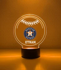 Houston Astros Night Light Up Lamp Sports Fan Baseball LED Personalized FREE!