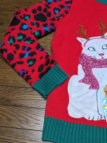 Holiday Time Ugly Christmas Sweater Festive Cats Youth Size XL 14/16 Plus - Picture 4 of 15