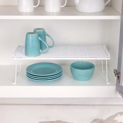  Metal Kitchen Pantry Organization Wire Stacking Single Shelf, 22''x10''x7'', White