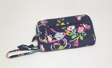 Vera Bradley Wristlet Wallet In Midnight With Multicolor Butterfly Floral Patter
