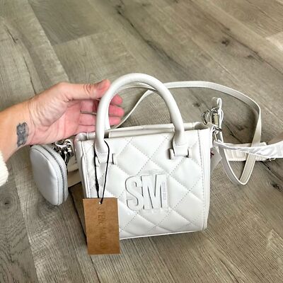 Steve Madden BBABI Crossbody Bag/Purse Quilted-Chalk White