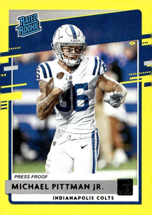 2020 Donruss #322 Michael Pittman Jr. Press Proof Yellow Rated Rookie